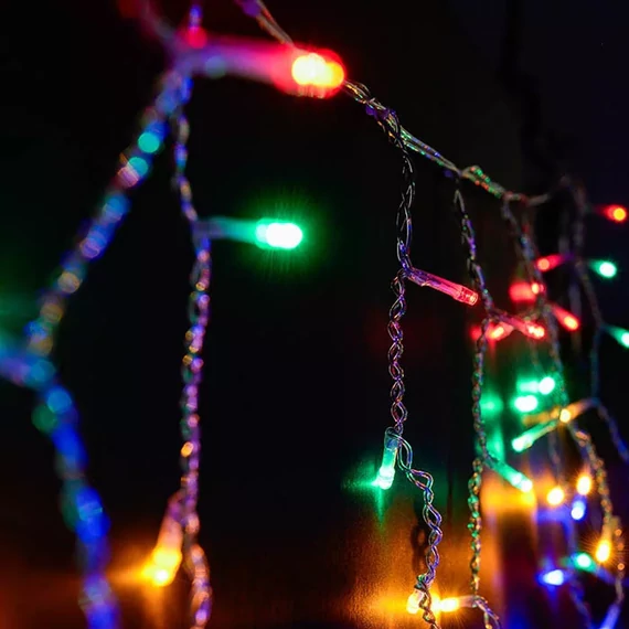 Dekortrend toldható LED jégcsapfüzér 3,0x0,4 m 100 db  MULTI LED-del, fekete kábellel