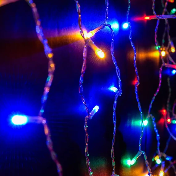 Dekortrend toldható LED jégcsapfüzér 3,0x0,4 m 100 db  MULTI LED-del, fekete kábellel