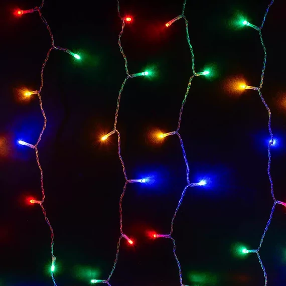 Dekortrend toldható LED jégcsapfüzér 3,0x0,4 m 100 db  MULTI LED-del, fekete kábellel