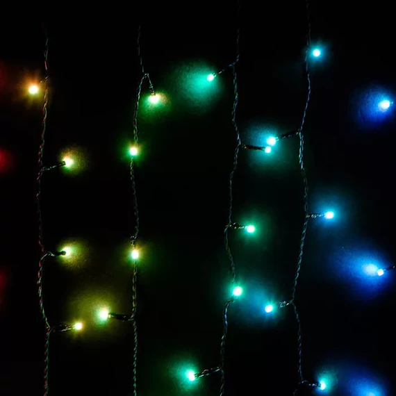 Dekortrend Heylight fényfüggöny, 0,9*2 m 200 RGB LED, fekete kábel, IP44, BT vezérlés