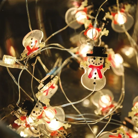 Dekortrend Tündérfény hóember motivummal, 20 led, meleg fehér