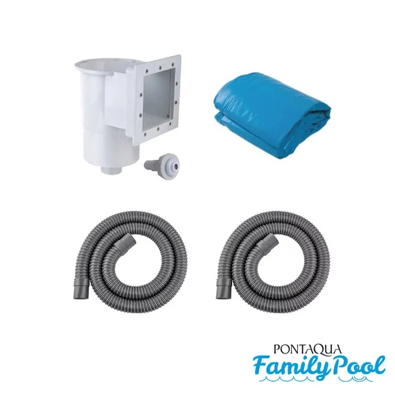 Kép 2/2 - Pontaqua Family Pool ovális 4,9x3,6x1,2 antracit, 0,4mm PVC fólia, 2 gégecső, szkimmerrel, befúvóval
