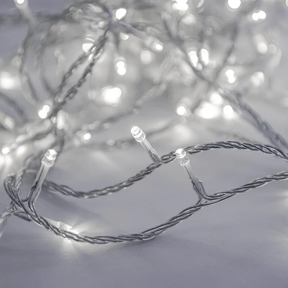 Crystalline toldható LED fényfüzér 8 m, 100 db hideg fehér LED, átlátszó kábel