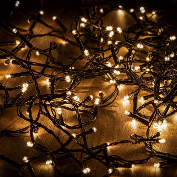 Crystalline toldható LED fényfüzér 8 m, 100 db meleg fehér LED, fekete kábel
