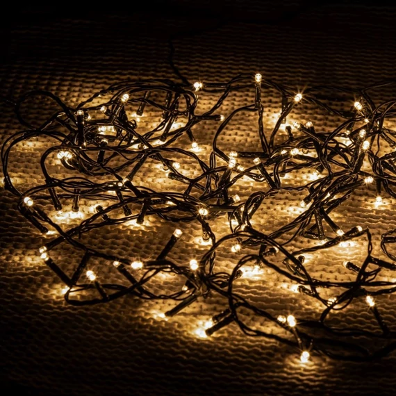 Crystalline toldható LED fényfüzér 8 m, 100 db meleg fehér LED, fekete kábel