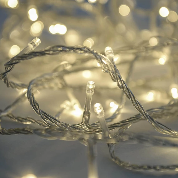 Crystalline toldható LED fényfüzér 8 m, 100 db meleg fehér LED, átlátszó kábel