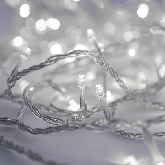 Crystalline toldható LED fényfüzér 8 m, 100 db hideg fehér LED, átlátszó kábel