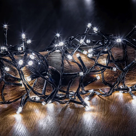Crystalline toldható LED fényfüzér 8 m, 100 db hideg fehér LED, fekete kábel