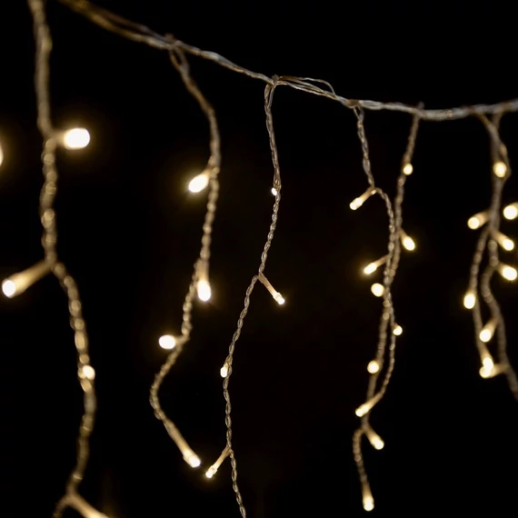 Crystalline toldható LED jégcsapfüzér 3x0,4 m, 100 db meleg fehér LED, átlátszó kábel