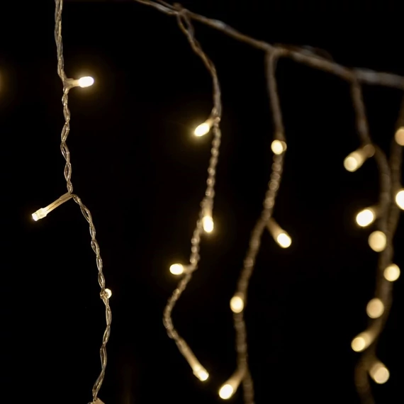 Crystalline toldható LED jégcsapfüzér 3x0,4 m, 100 db meleg fehér LED, átlátszó kábel