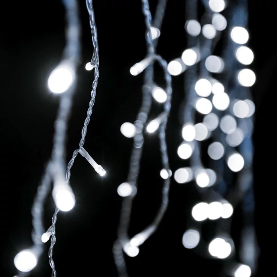 Crystalline toldható LED jégcsapfüzér3x0,4 m, 100 db hideg fehér LED, átlátszó kábel