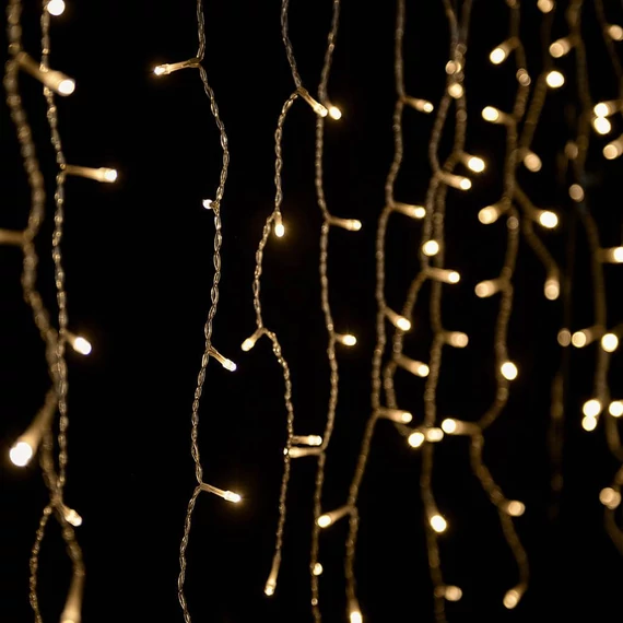 Crystalline toldható LED jégcsapfüzér 2x0,9 m, 138 db meleg fehér LED, átlátszó kábel