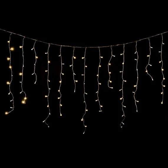 Crystalline toldható LED jégcsapfüzér 2x0,9 m, 138 db meleg fehér LED, átlátszó kábel