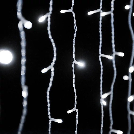 Crystalline toldható LED fényfüggöny 2x0,9 m, 192 db hideg fehér LED, átlátszó kábel