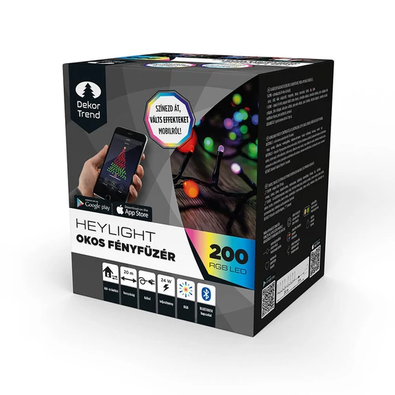 Heylight okos fényfüzér 20 m, 200 db RGB LED