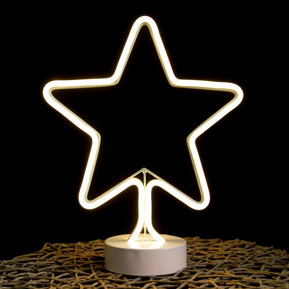 Neonfényű csillag ablakdísz 31 cm