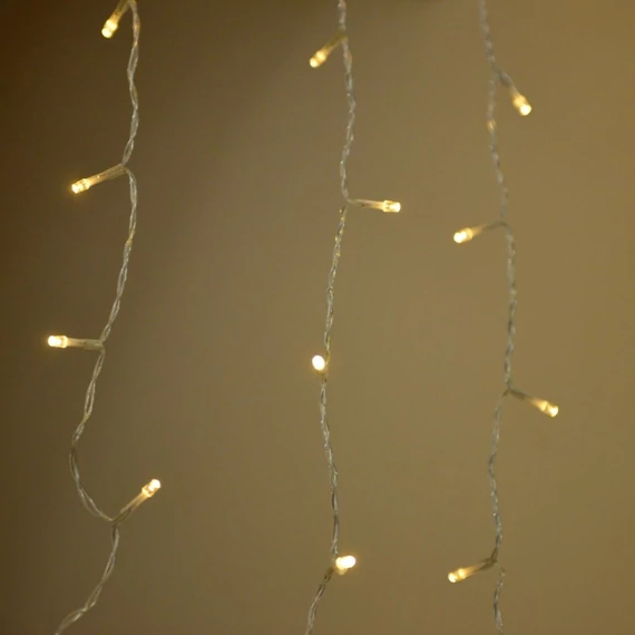 Árkád fényfüggöny 2x2 m, 220 db meleg fehér LED, átlátszó kábel