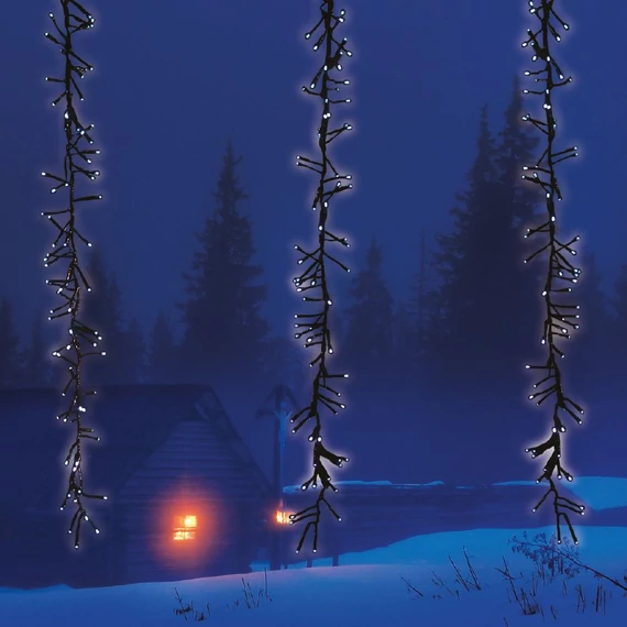 Meteor fényfüggöny 2x1 m, 480 db meleg fehér LED, fekete kábel