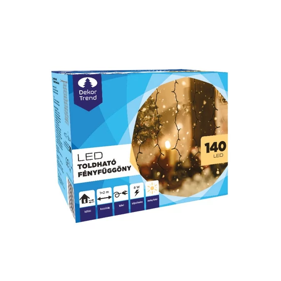 Kültéri LED fényfüggöny 1x4 m, meleg fehér