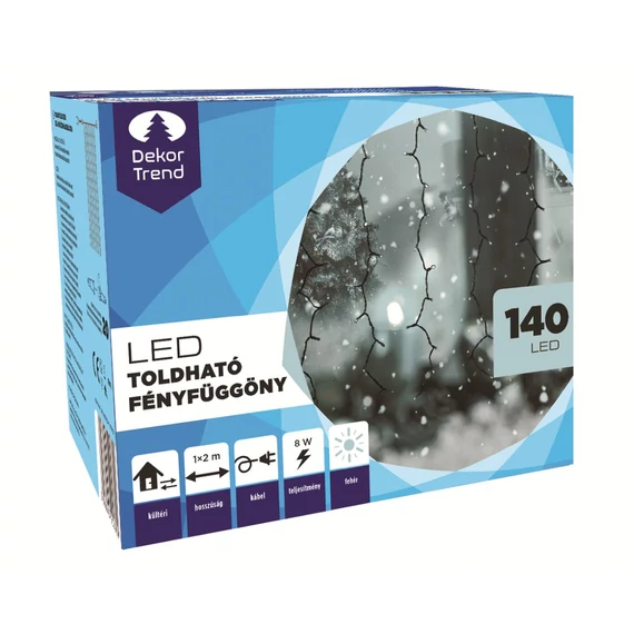 Kültéri LED fényfüggöny 1x2 m, hideg fehér
