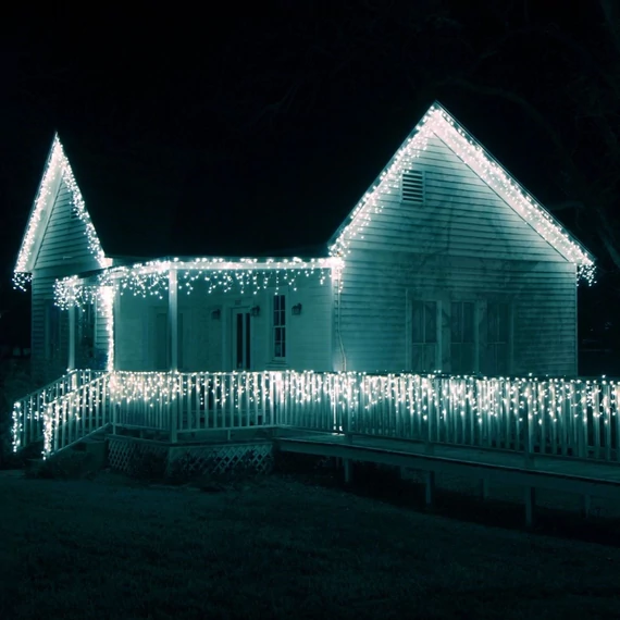 Kép 1/2 - Kültéri toldható jégcsapfüzér 6x0,4 m, 197 db hideg fehér LED