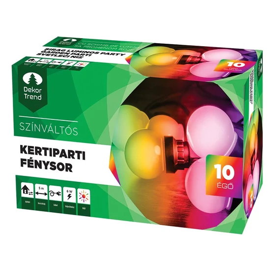 Dekortrend Kertiparti fénysor 10 opál égő RGB