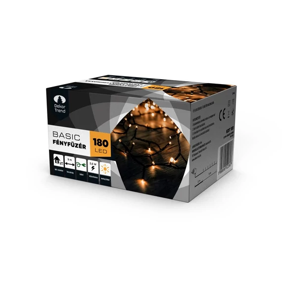 Dekortrend Basic fényfüzér, 180 db meleg fehér LED