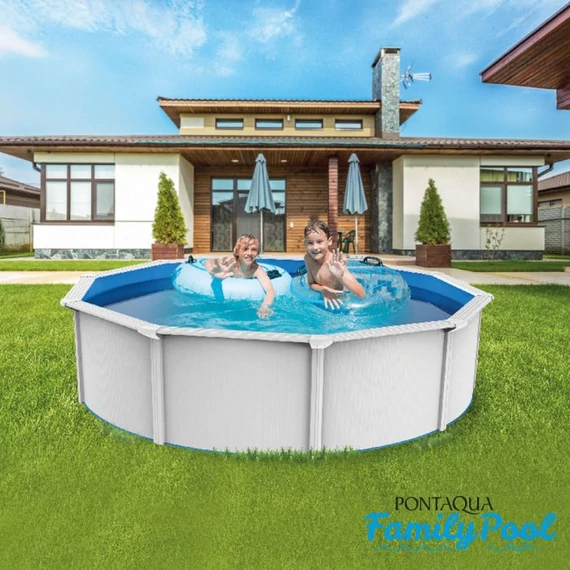 Kép 6/6 - Pontaqua Family Pool KIT WHITE kerek fémfalas családi medence szett 3,6 x 1,2 m