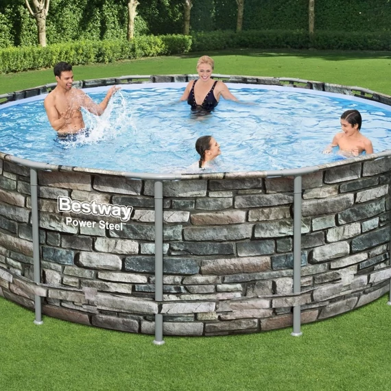 Bestway Curacao fémvázas medence szett, 427x122 cm, kő hatású