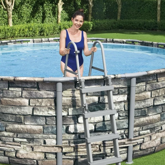Bestway Curacao fémvázas medence szett, 427x122 cm, kő hatású