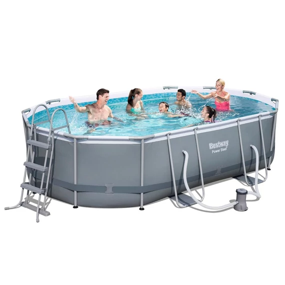 Kép 2/5 - Bestway Sanremo ovális fémvázas medence szett 488x305x107 cm