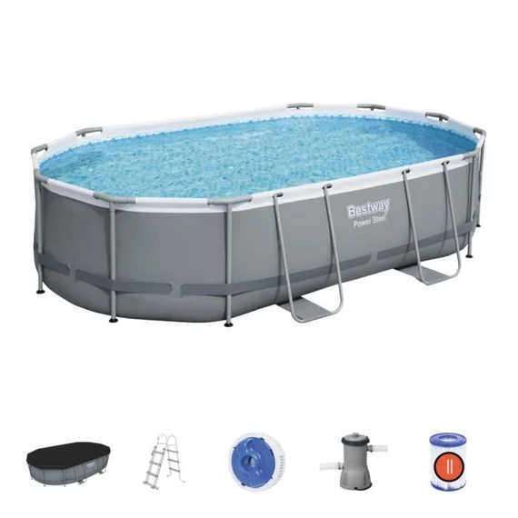 Kép 5/5 - Bestway Sanremo ovális fémvázas medence szett 488x305x107 cm