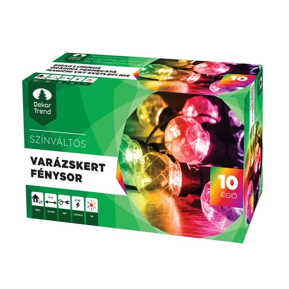 Dekortrend Varázskert fénysor 10 prizmás égő RGB