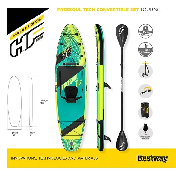 HYDRO FORCE FREESOUL TECH 2 SUP szett, üléssel, háttámlával, kajak evezővel 340x89x15 cm (2023)
