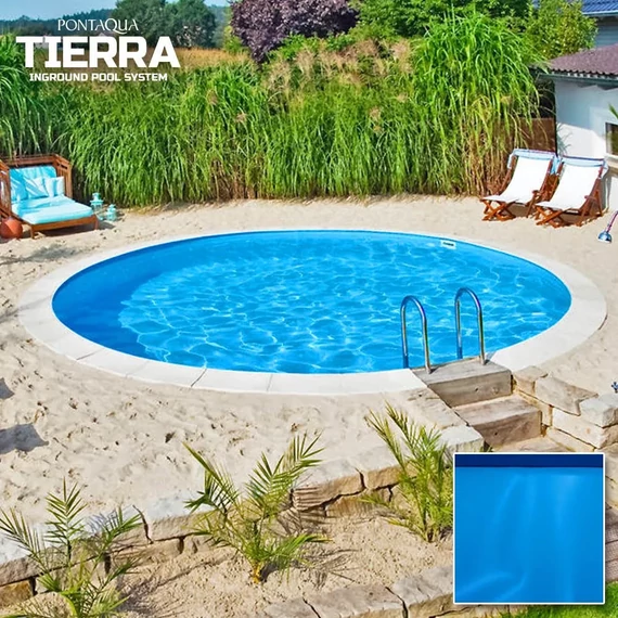 TIERRA BLUE POOL süllyesztett kör medence 3,0 x 1,5 m /Kék fóliával /Szkimmer + befúvó kivágással