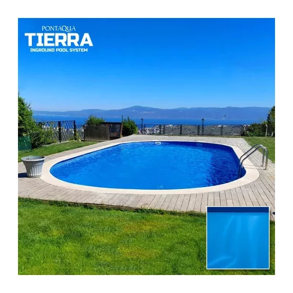 TIERRA BLUE POOL süllyesztett ovális medence 6,0 x 3,0 x 1,5 m /Kék fóliával