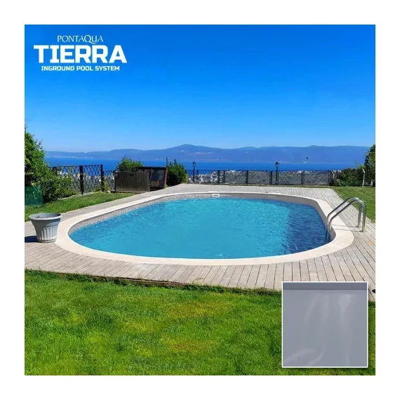 TIERRA CLOUD POOL süllyesztett ovális medence 8,0 x 4,0 x 1,5 m /Szürke fóliával