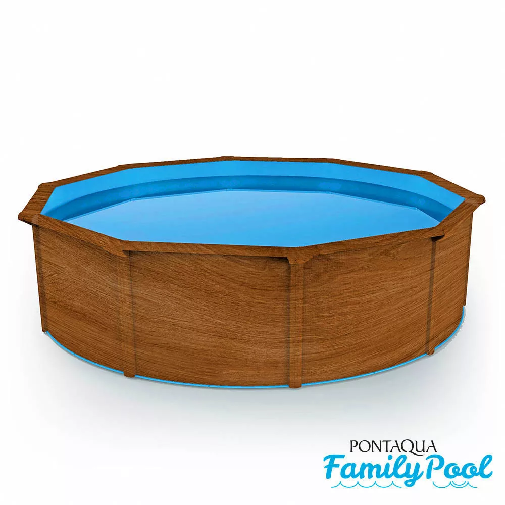 Pontaqua Family Pool kerek 3,6x1,2 fa mintás, 0,4mm PVC fólia, 2 gégecső, szkimmerrel, befúvóval