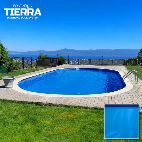 TIERRA BLUE POOL süllyesztett ovális medence 8,0 x 4,0 x 1,5 m /Kék fóliával